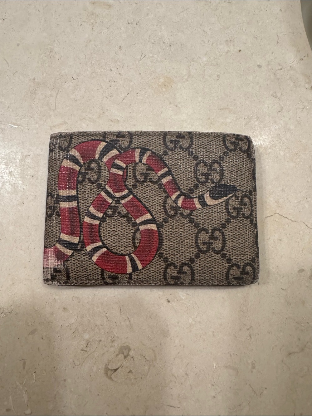 Gucci GG Supreme Wallet with Red/White/Black Snake